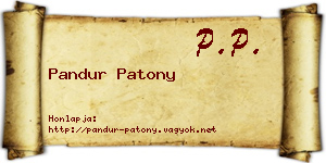 Pandur Patony névjegykártya
